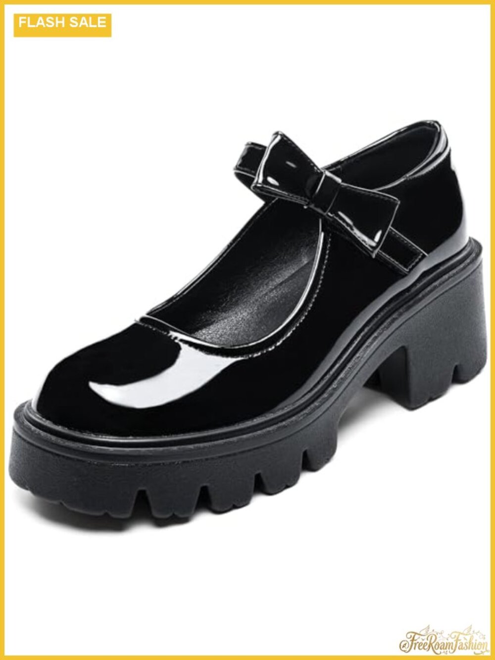 Women's Platform Mary Jane Pumps Chunky Block Heel Patent Leather Dress Shoes